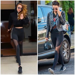 ALO YOGA Coast Mesh Inset Stirrup Black Leggings